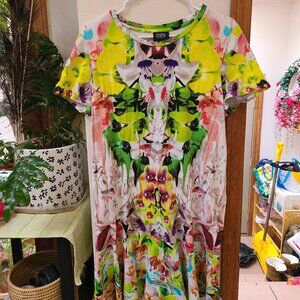 Prabal Gurang Rainbow Kaleidoscope Tshirt Ruffle Dress